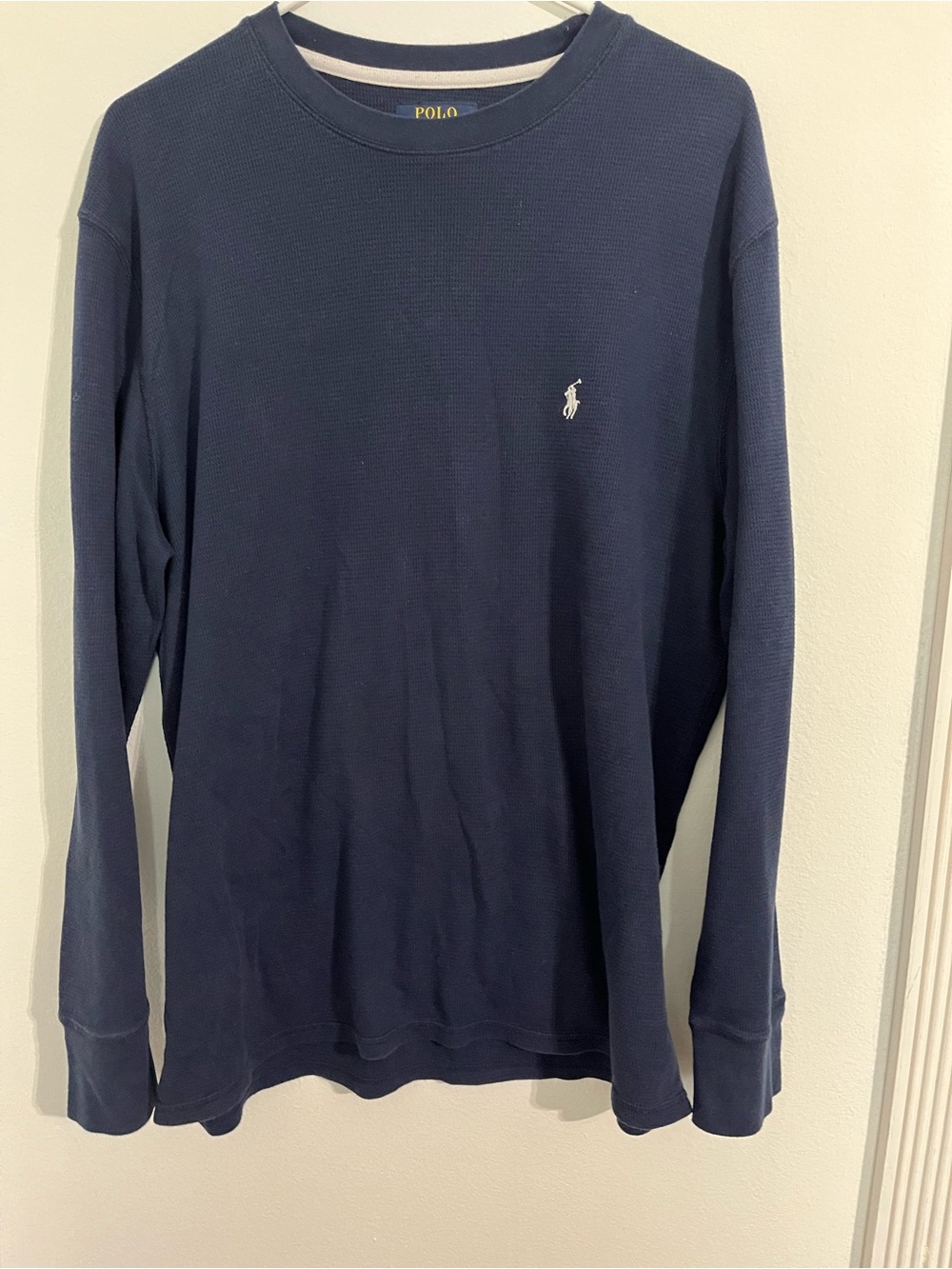Polo by Ralph Lauren Navy Long Sleeve Thermal Crewneck with White Pony